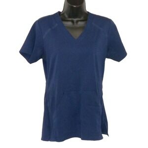 Grey's Anatomy Impact Scrub‎ Top Womens XS Indigo Blue Cross Over V Neck